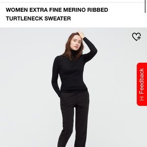 Uniqlo merino wool turtleneck sweaters in size M black and caramel colors